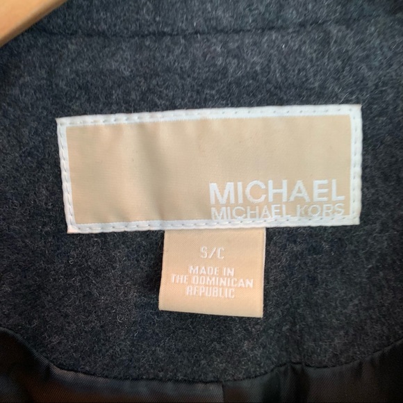 Michael Kors Pea Coat Wool Blend Gray Jacket Classic Double Breasted Small - Picture 6 of 8